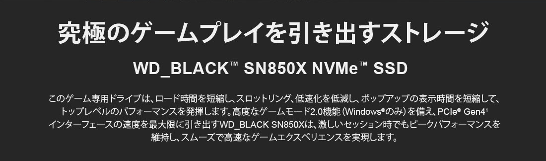 究極のゲームプレイを引き出すストレージ WD_BLACK SN850X NVMe SSD
