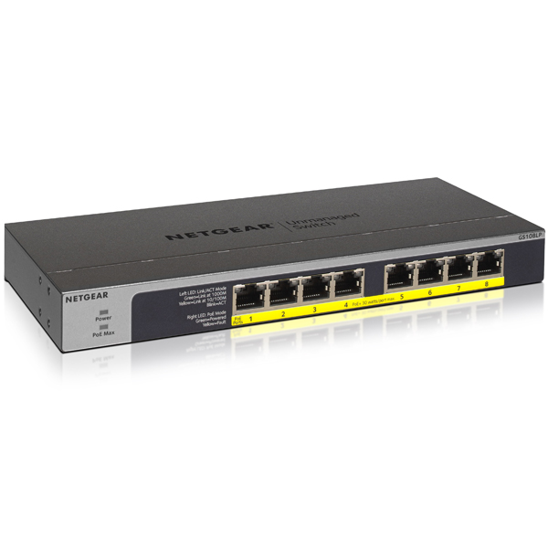 GS108LP ギガ8ポート PoE+(60.5W)対応 アンマネージスイッチ: PC周辺