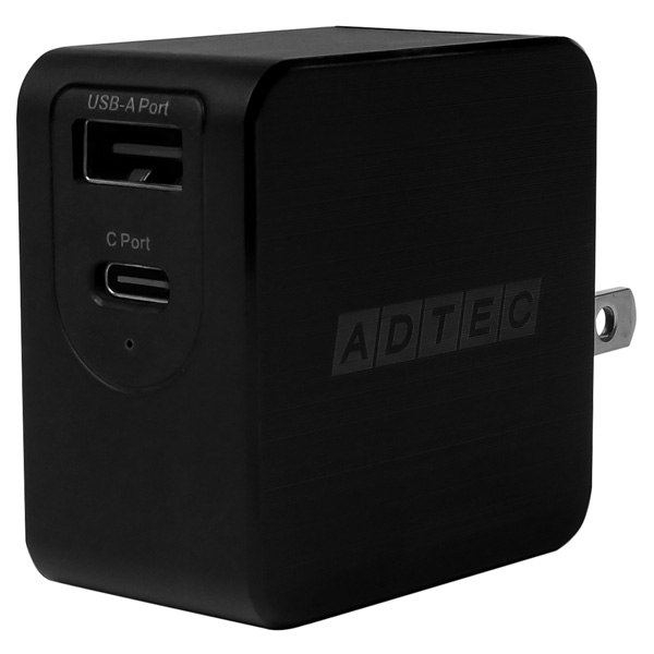 Power Delivery対応 GaN AC充電器/65W/USB Type-A 1ポート Type-C 1ポート/ブラック