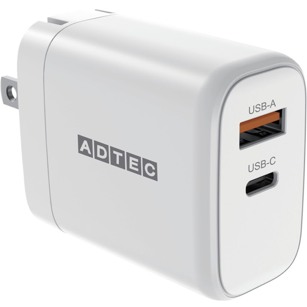 Power Delivery対応 GaN AC充電器/65W/USB Type-A 1ポート/Type-C 1ポート/ホワイト