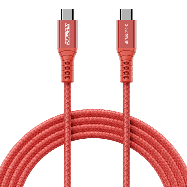 USB4 PD3.1 Type-C to C ケーブル (240W出力 / 40Gbps / 1.0m) レッド