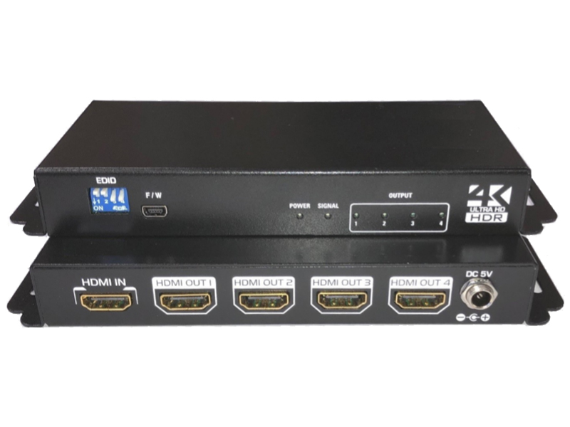 4K/60p（18Gbps）対応 HDMIスプリッター 1入力/4出力