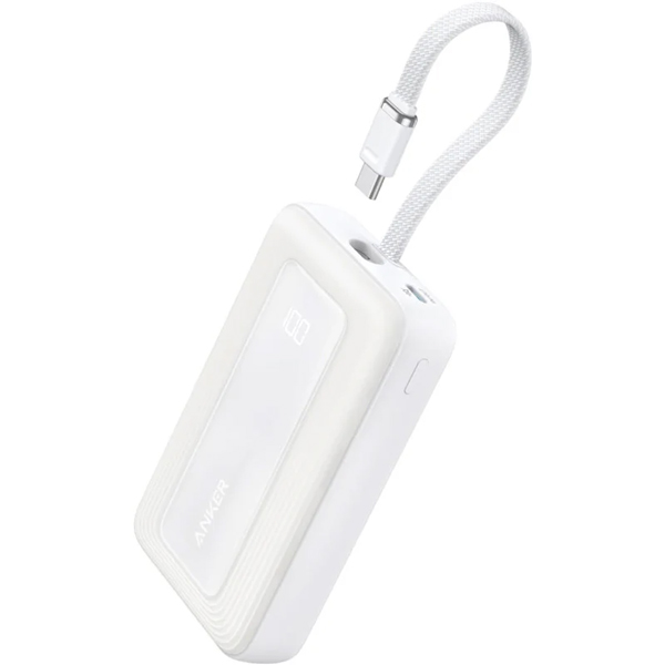 Anker Zolo Power Bank (10000mAh 30W Built-In USB-Cケーブル) ホワイト
