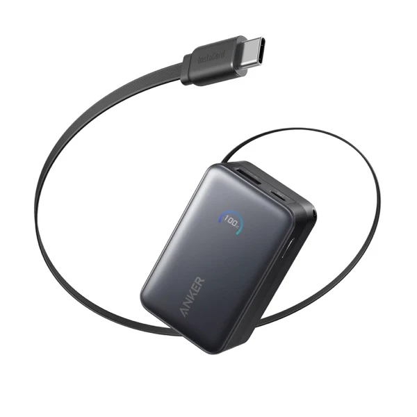 Anker Nano Power Bank (10000mAh 45W 巻取り式 USB-Cケーブル) ブラック