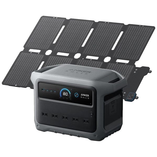 Anker Solix C1000 Gen 2 Portable Power Station with Anker Solix PS100 Compact Portable Solar Panel ダークグレー