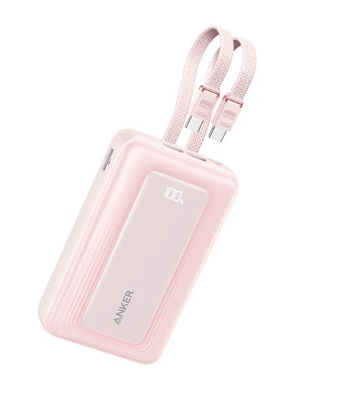 Anker Zolo Power Bank (20000mAh 45W Built-In Dual USB-Cケーブル) ピンク