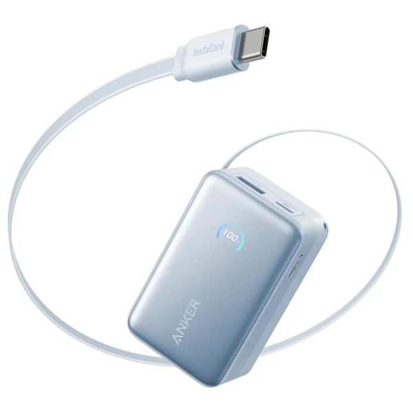 Anker Nano Power Bank (10000mAh 45W 巻取り式 USB-Cケーブル) ブルー