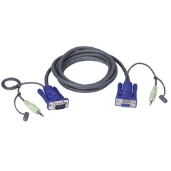 VGA オス-メスケーブル 1.8m ステレオオーディオプラグ付き