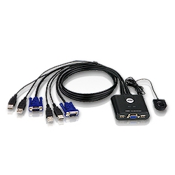 ケーブル一体型 USB 2ポートKVMスイッチ