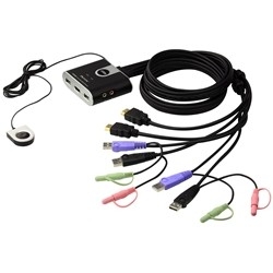 HDMI・オーディオ対応2ポートUSB KVMPスイッチ