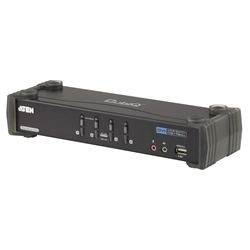 デュアルリンクDVI対応 4ポートKVMPスイッチ USB2.0ハブ搭載