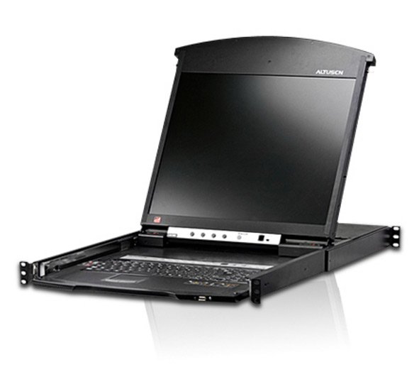 19インチLCD デュアルスライド 8ポート Over IP Cat5 KVMドロワー ショートレール