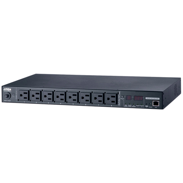 計測機能搭載 温湿度センサー対応 1Uタイプ8ポートeco PDU (NEMA 100V 15A)