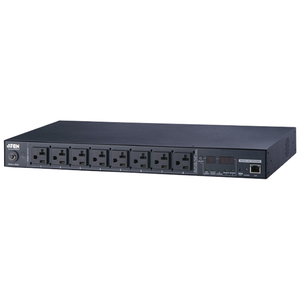 計測機能搭載 温湿度センサー対応 1Uタイプ8ポートeco PDU (NEMA 100V 20A)