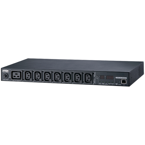 計測機能搭載 温湿度センサー対応 1Uタイプ8ポートeco PDU (IEC 200V 20A)