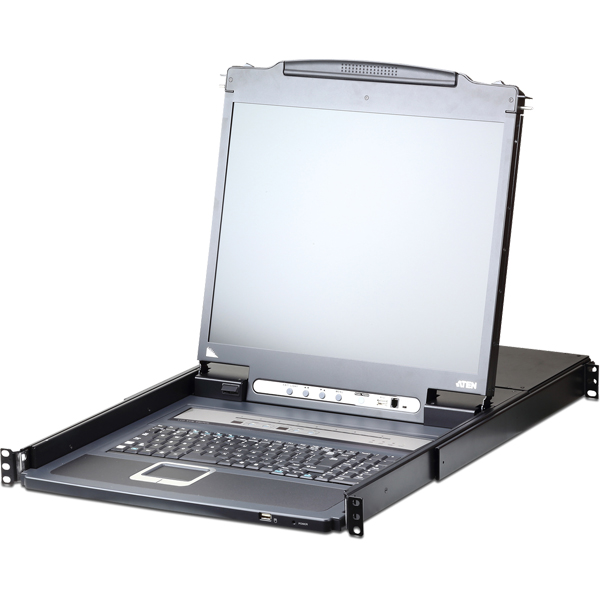 19インチLCD一体型8ポートIP-KVMドロワー/マルチインターフェース/ロングレール