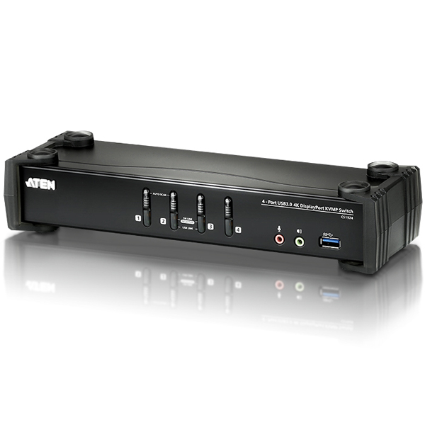 USB3.0ハブ搭載 DCI 4K対応 4ポートUSB DisplayPort MST KVMPスイッチ