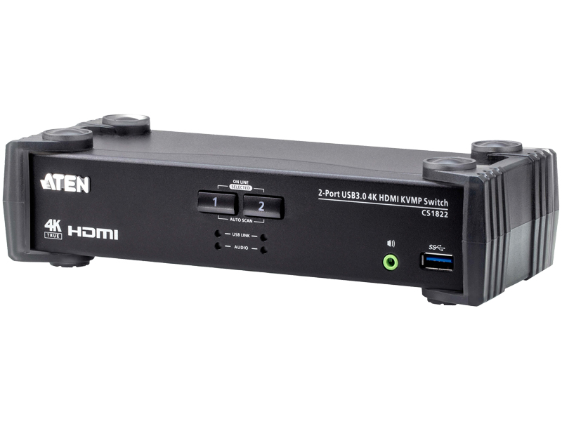 2ポート USB 3.0ハブ搭載 HDMI KVMPスイッチ（4K対応、オーディオミキサーモード搭載）