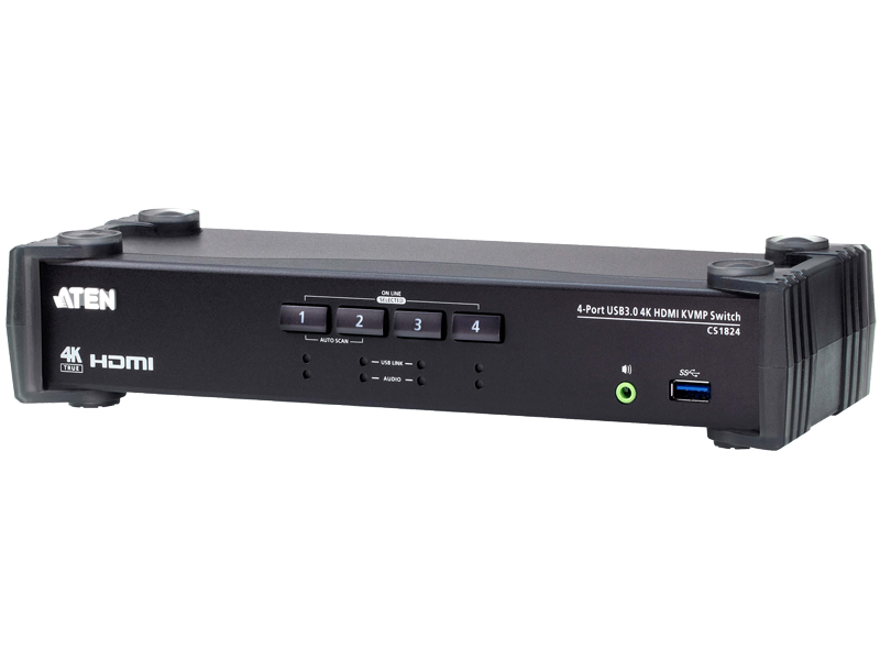 4ポート USB 3.0ハブ搭載 HDMI KVMPスイッチ（4K対応、オーディオミキサーモード搭載）