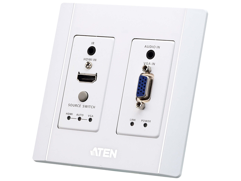 HDMI & VGA HDBaseTトランスミッター（USウォールプレート、POHタイプ、ホワイト）