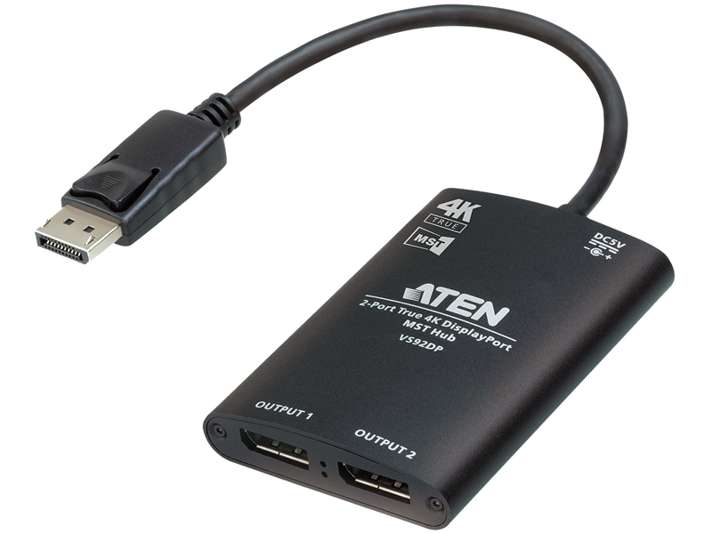 2ポート DisplayPort分配器（4K60p、MST対応）