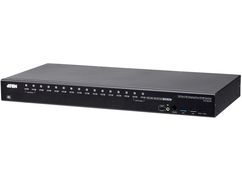 16ポート USB・DisplayPort KVMスイッチ（4K、USB 3.0対応）