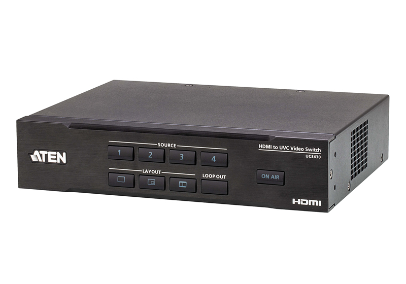 クワッド 4K HDMI→USB-C UVC ビデオスイッチャー（AVミキサー機能搭載）