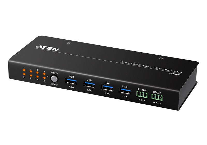 8×4ポート USB3.2 Gen1 業務用デバイス共有器（4入力）