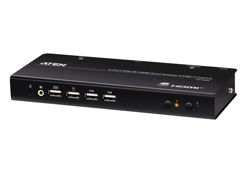 2ポートUSB HDMIデュアルディスプレイKVMPスイッチ（4K対応、2ポートUSB 2.0ハブ搭載）