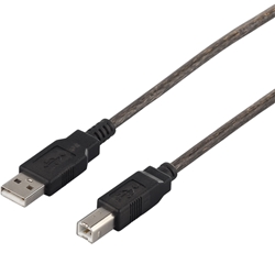 USB2.0ケーブル（A to B） 0.7m ブラックスケルトン