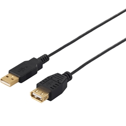 USB2.0延長ケーブル（A to A） スリムタイプ 1m ブラック