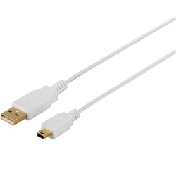 USB2.0ケーブル（A to miniB） スリムタイプ 1m ホワイト