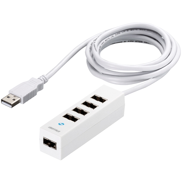 どっちもUSBハブ どっちもUSBポート採用USB2.0ハブ 5ポートタイプ ホワイト