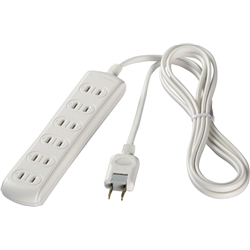 2ピン式電源タップ 6個口タイプ 3m ホワイト