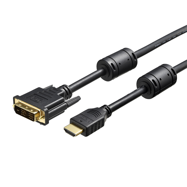 HDMI：DVI変換ケーブル コア付 3.0m ブラック