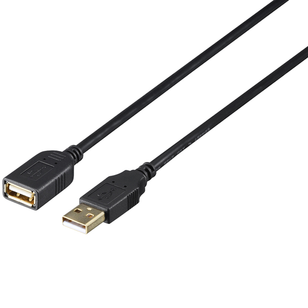 USB2.0延長ケーブル（A to A） カーボン素子ねり込みタイプ 3m ブラック