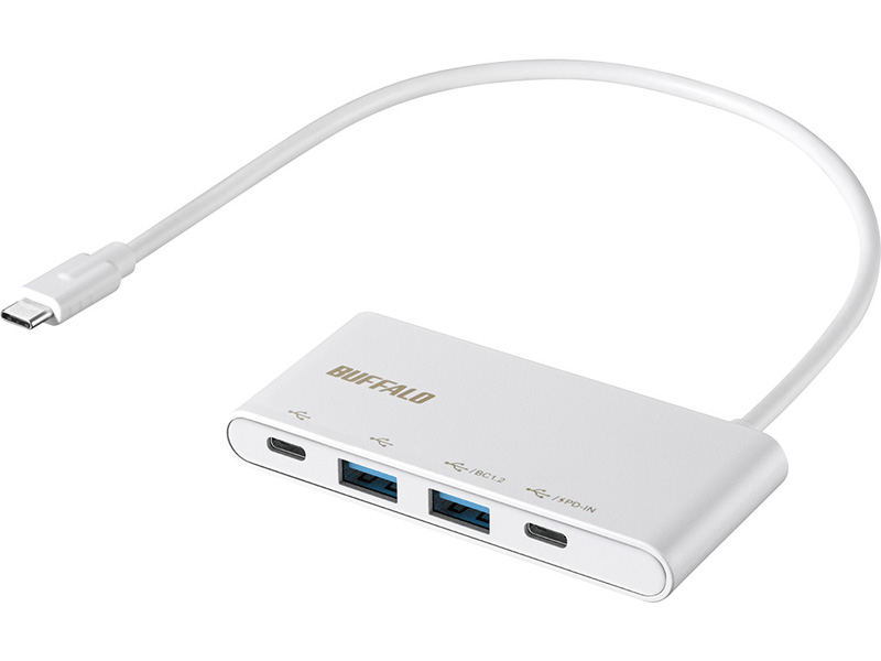 USB 3.2(Gen 2)バスパワー4ポートPD対応ハブ ホワイト