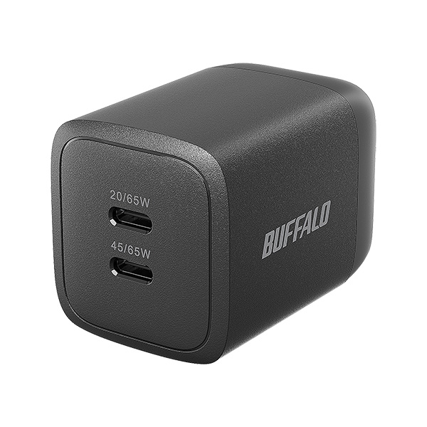 PD65W対応AC充電器 USB Type-C×2ポート ブラック