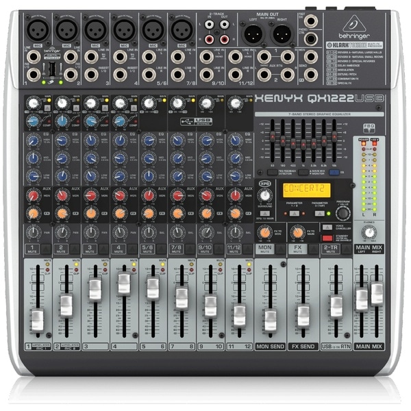 USBオーディオインターフェース、KLARK TEKNIK社製FX、7バンドGEQを搭載した12入力アナログミキサー