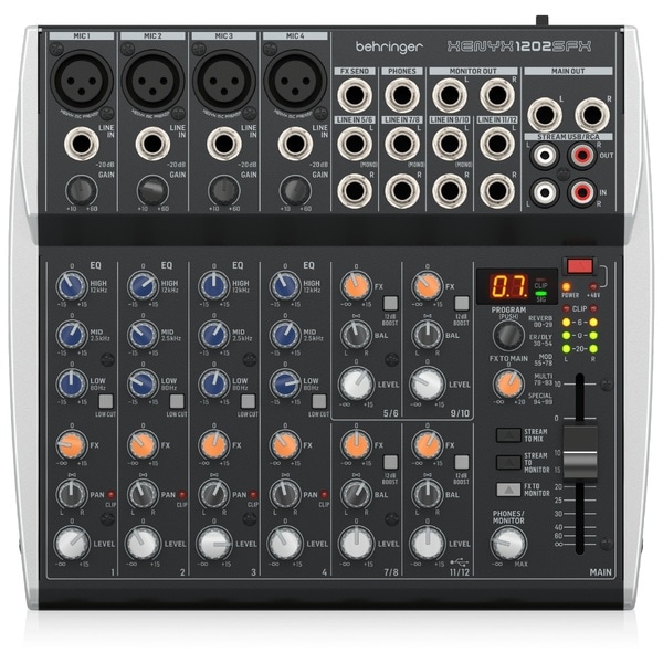 USBストリーミングインターフェースとKLARK TEKNIK社製FXを備えた12入力アナログミキサー