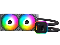 HyperFlow DIGITAL 240 シリーズ 温度モニター付きオールインワン簡易水冷CPUクーラー (ARGBデュアルファン・ブラック)