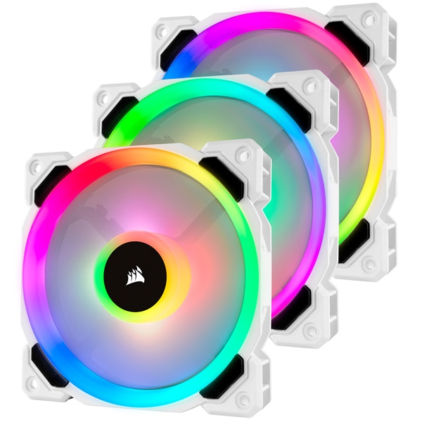 PCケースファン LL120 RGB White 3Fan Pack with Lighting Node PRO