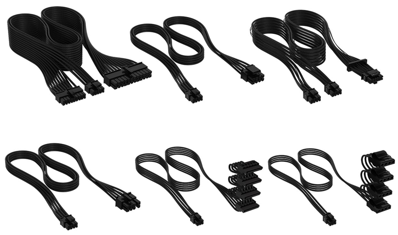 プレミアム電源ケーブルキット Premium Individually Sleeved Type-5 PSU Cables Pro Kit - Black