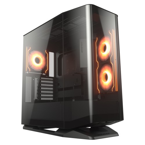 FV270 RGB Black/ミドルタワーケース/ブラック/ピラーレス構造/曲面ガラス仕様のパノラマデザイン/背面コネクタMB対応/ARGBファン4基標準搭載