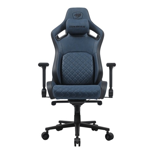 Defensor S Navy Blue F/ゲーミングチェア/レザー調ファブリック採用で通気性・耐久性を向上/プッシュバック腰部サポート＆4Dアームレスト搭載/Navy Blue Fモデル