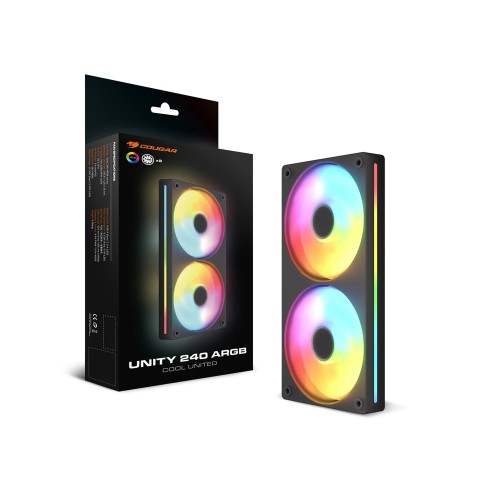 Unity240-RB ARGB/一体成型タイプのシングルフレ―ムファン/240mm・リバースブレード/ブラック/PWM制御/シンプルなケーブル設計/防振ゴム