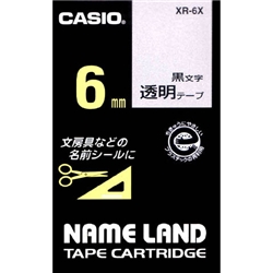 ネームランド用透明テープ 6mm 透明/黒文字