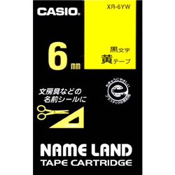 ネームランド用スタンダードテープ 6mm 黄/黒文字