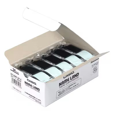 ネームランド用スタンダードテープ 24mm 白/黒文字 5個パック