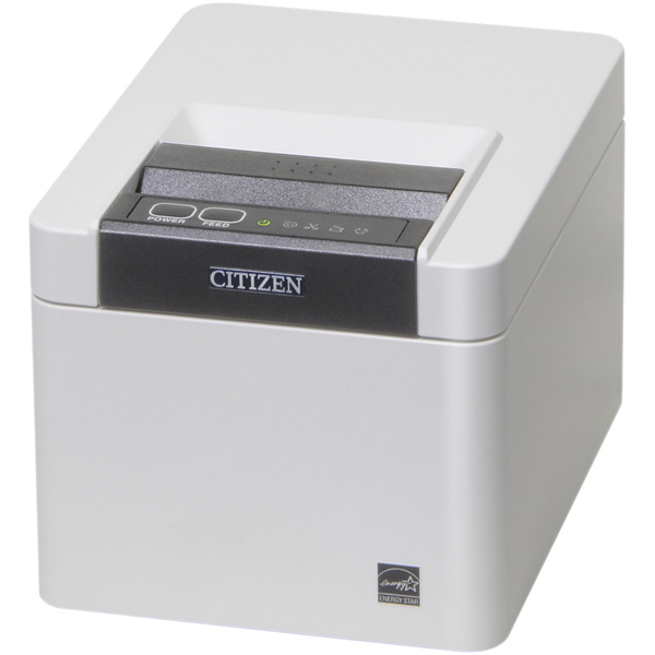 コンパクトラインサーマルプリンター（印刷速度350mm/秒、用紙幅58/80mm、オートカッター付、Bluetooth＋USB I/F、白、抗菌対応、耐薬品対応）